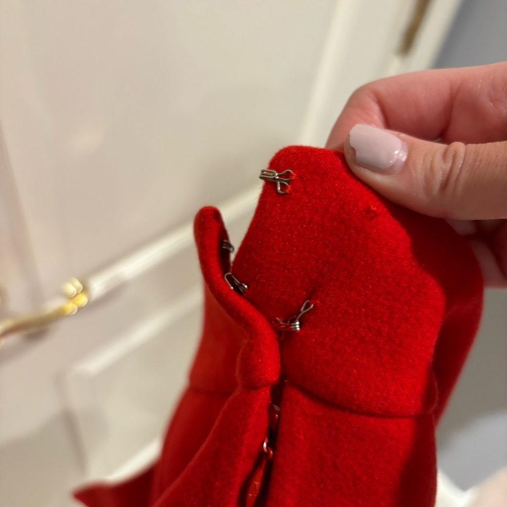 VINTAGE Louis Vuitton Pleated Red Mini Skirt 100% Cashmere - Picture 5 of 5